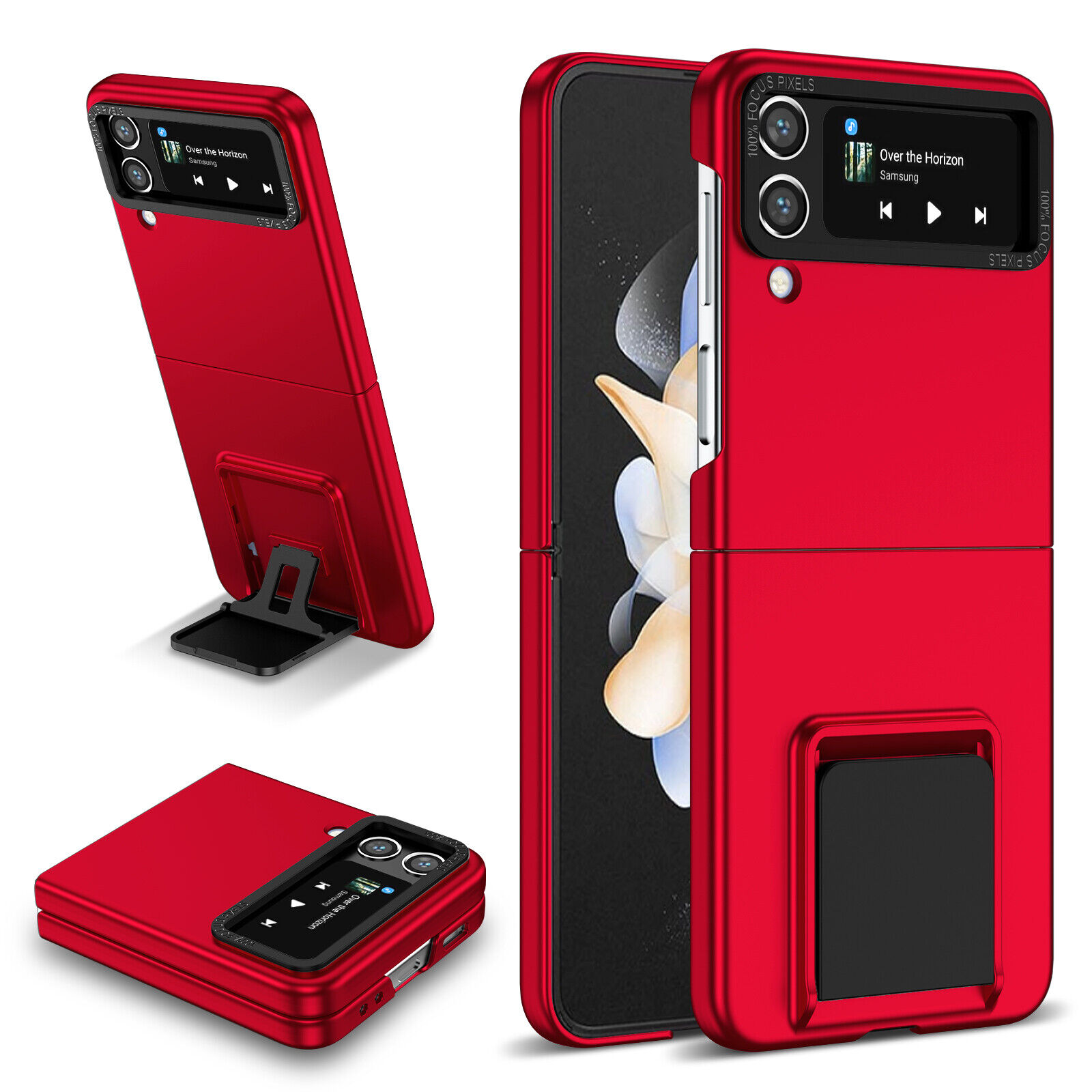 Samsung Galaxy Z Flip 4 3 5G Rugged Shockproof Case Slim Folding Stand Cover Red