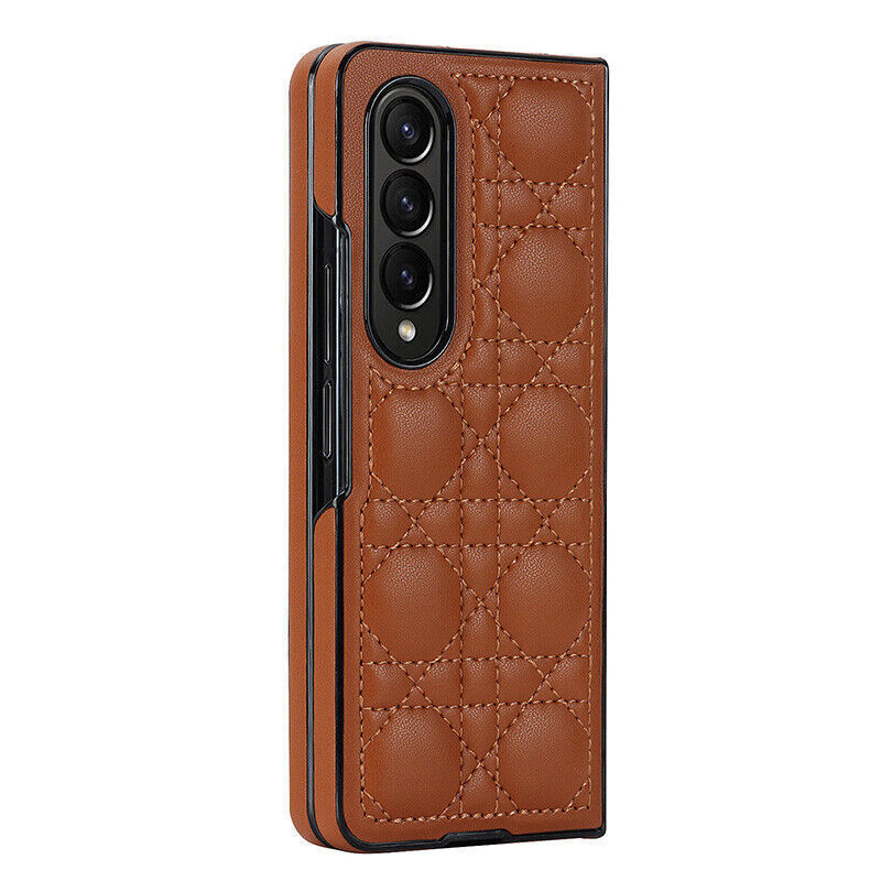Samsung Galaxy Z Fold 3 4 5G Shockproof Flip Leather Phone Case Luxury Cover Dark Brown