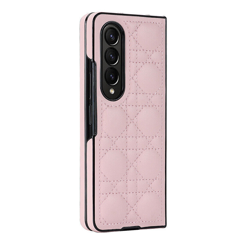 Samsung Galaxy Z Fold 3 4 5G Shockproof Flip Leather Phone Case Luxury Cover Pink