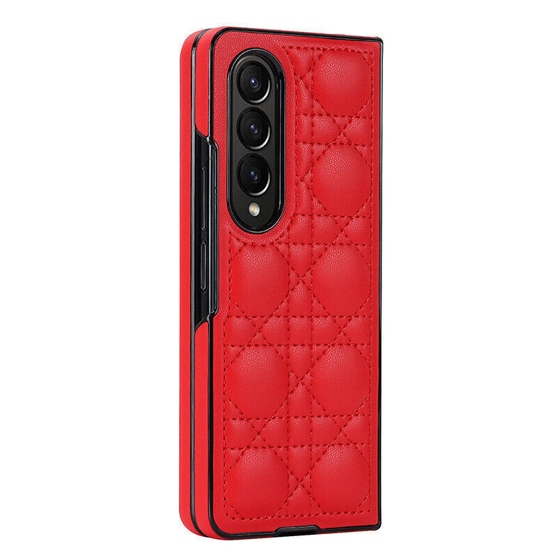 Samsung Galaxy Z Fold 3 4 5G Shockproof Flip Leather Phone Case Luxury Cover Red