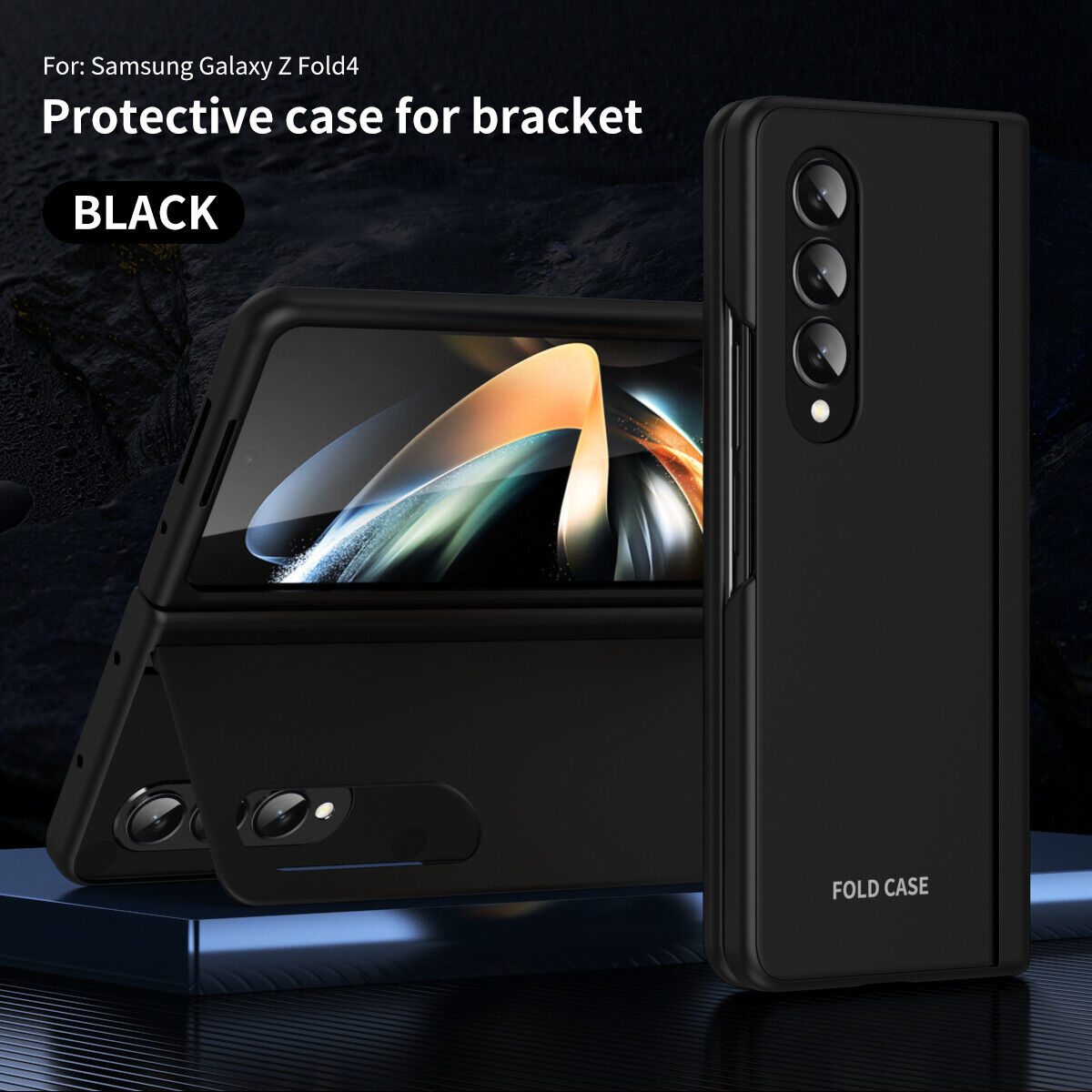 Samsung Galaxy Z Fold 4 5G Shockproof Magnetic Kickstand Hard PC Case Cover Black