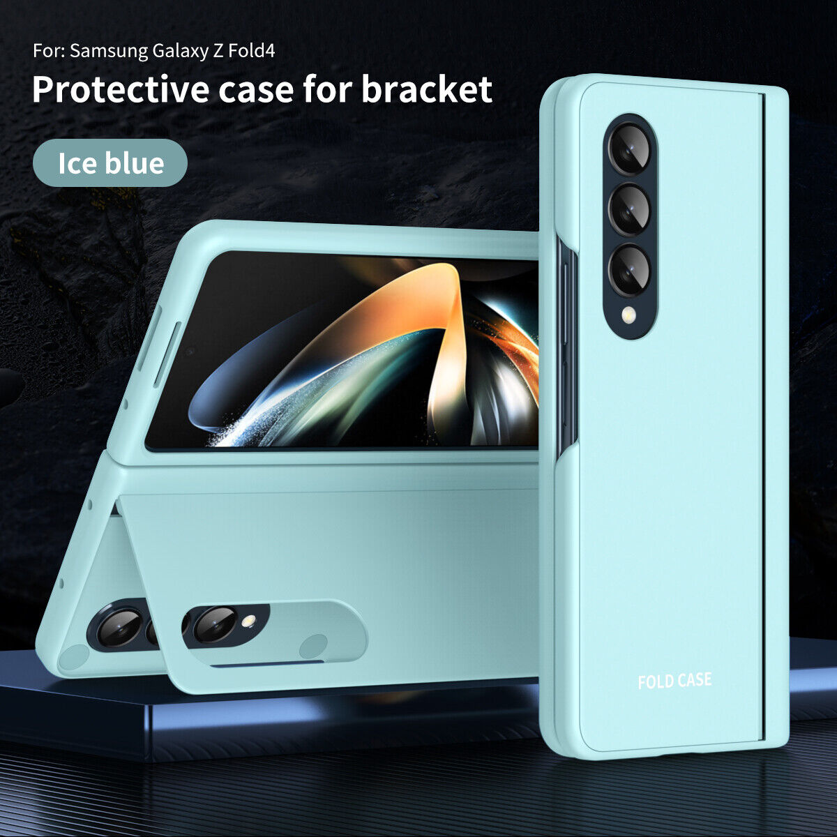 Samsung Galaxy Z Fold 4 5G Shockproof Magnetic Kickstand Hard PC Case Cover Ice Blue