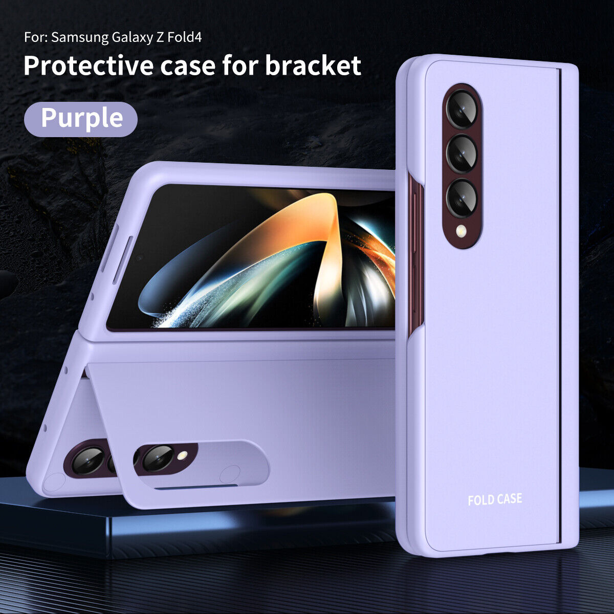 Samsung Galaxy Z Fold 4 5G Shockproof Magnetic Kickstand Hard PC Case Cover Lavender