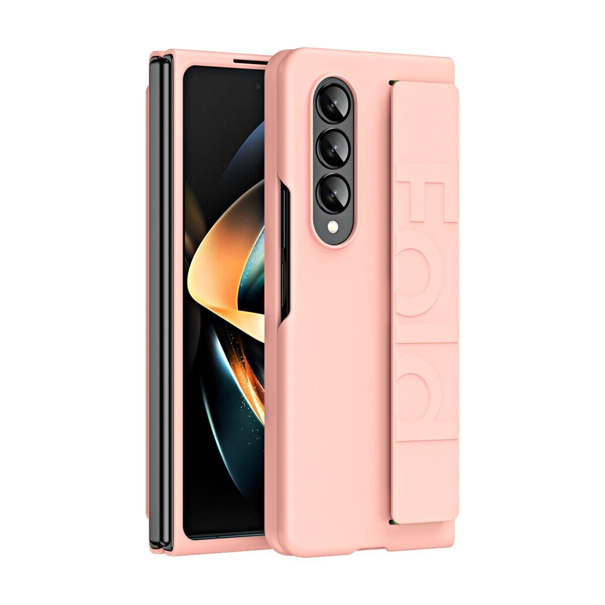 Samsung Galaxy Z Fold 4 Luxury Wristband Strap Phone Case Shockproof Cover Pink