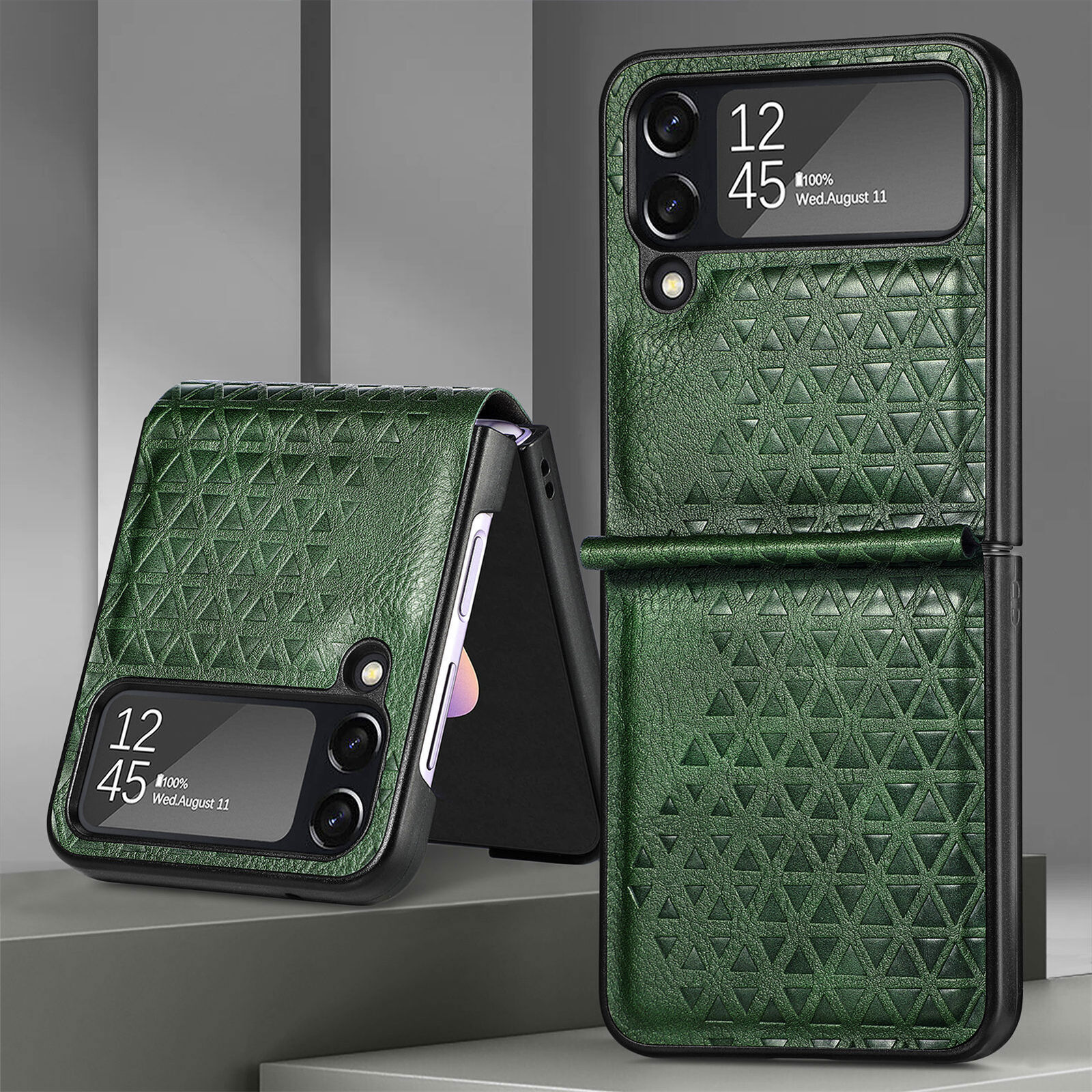 Samsung Z Flip4 5G Hinge Protection Shockproof Leather Folding Hybrid Case Green