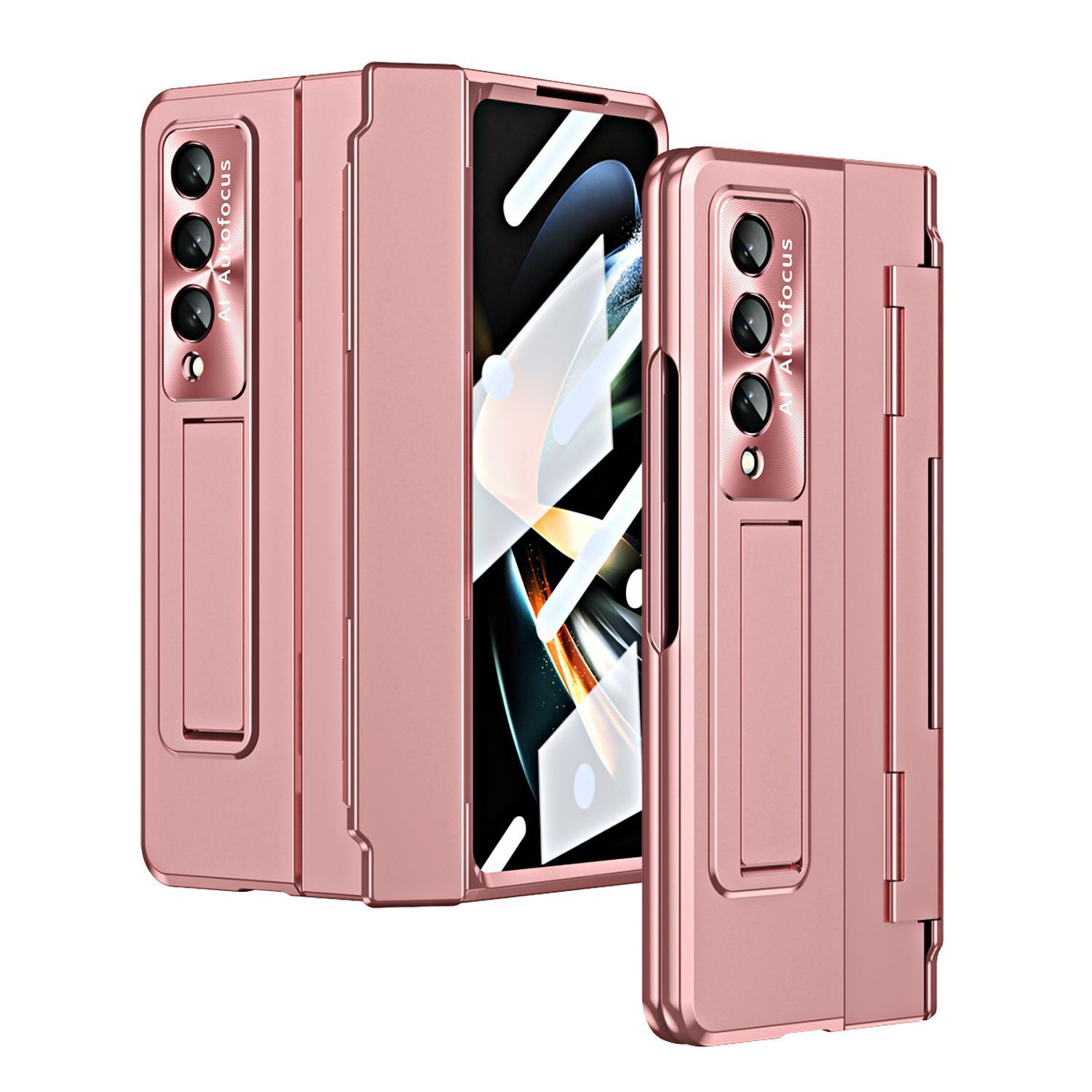 Samsung Z Fold 4 Fold 3 Case 360° Full Protective Hybrid Hard Stand Cover Rose Gold