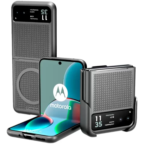 For Motorola Razr 40 Ultra & Motorola Razr+ 2023 MagSafe Phone Case + Belt Clip Holster Black