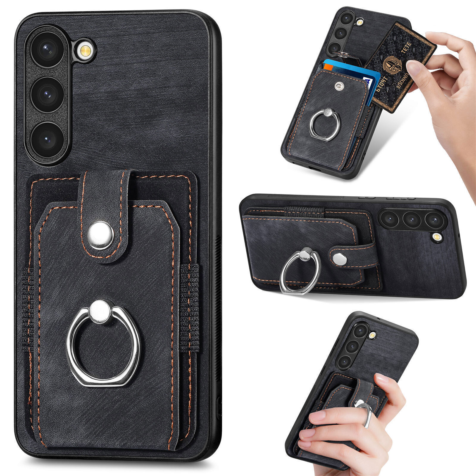 Leather Silicon back Case For Samsung M14 Black