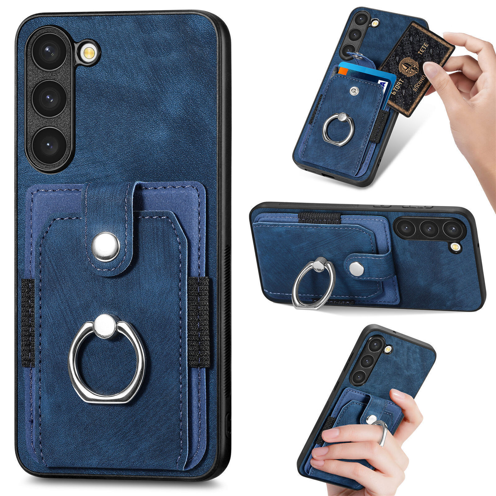 Leather Silicon back Case For Samsung M14 Blue