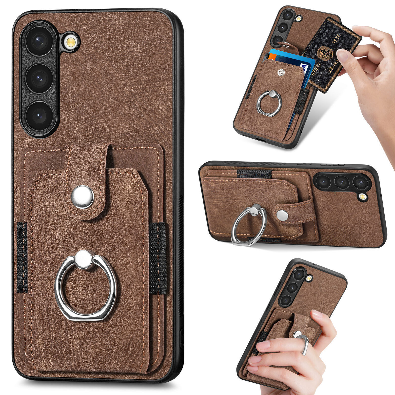 Leather Silicon back Case For Samsung M14 Brown