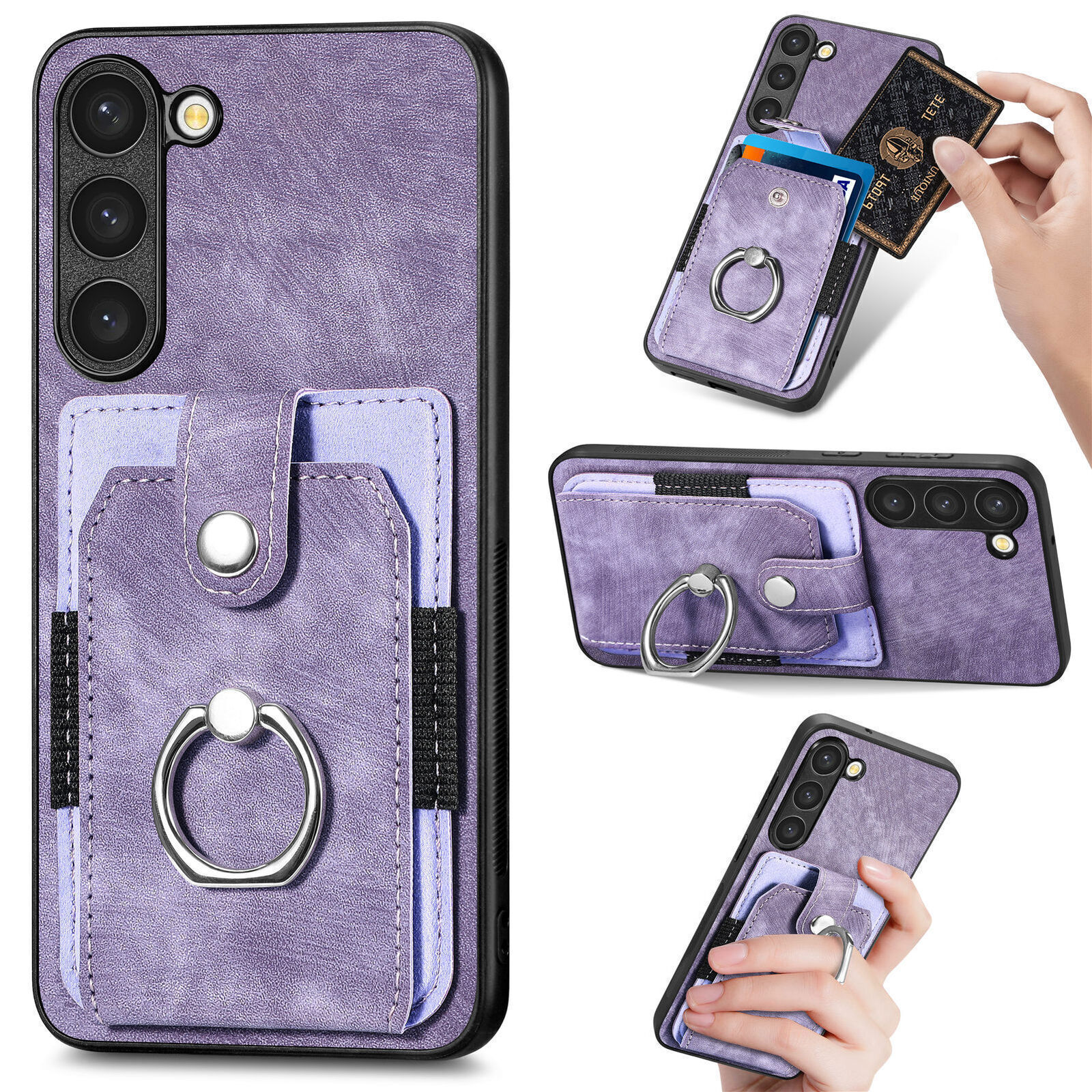 Leather Silicon back Case For Samsung M14 Purple