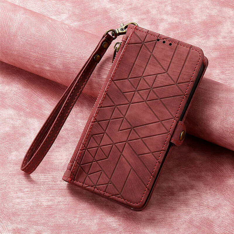 Leather Wallet Flip Case For Nokia C32 G22 Red