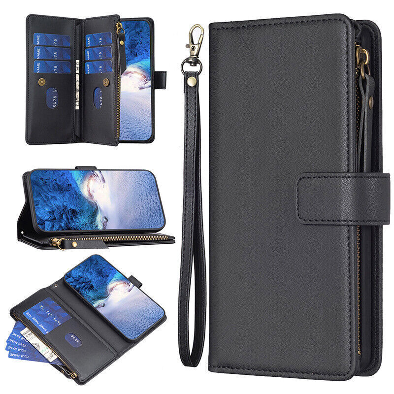 Nokia G22 C32 C22 Magnetic Leather Wallet Flip Case Cover Black