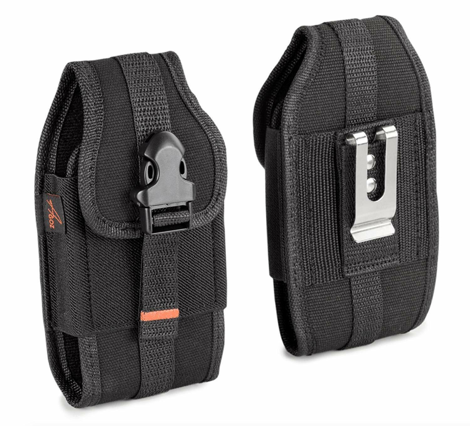 RUGGED Vertical Heavy Duty Canvas Cell Phone Holster Belt Clip Case Pouch Cover