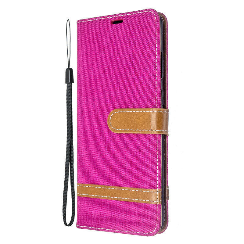 Samsung Galaxy M14 5G Canvas Wallet Leather Flip Case Cover Hot Pink