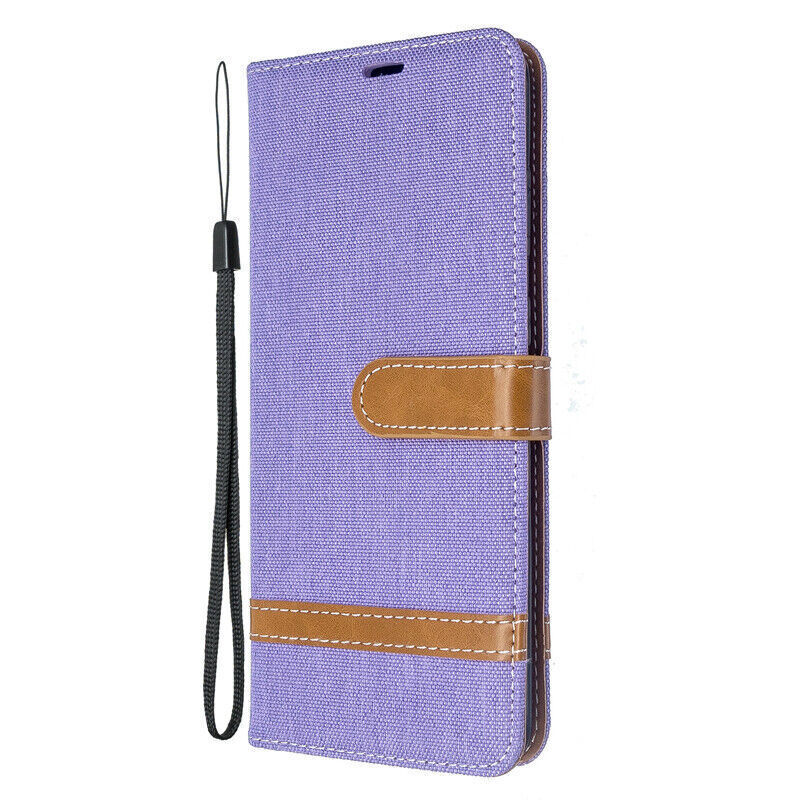 Samsung Galaxy M14 5G Canvas Wallet Leather Flip Case Cover Purple