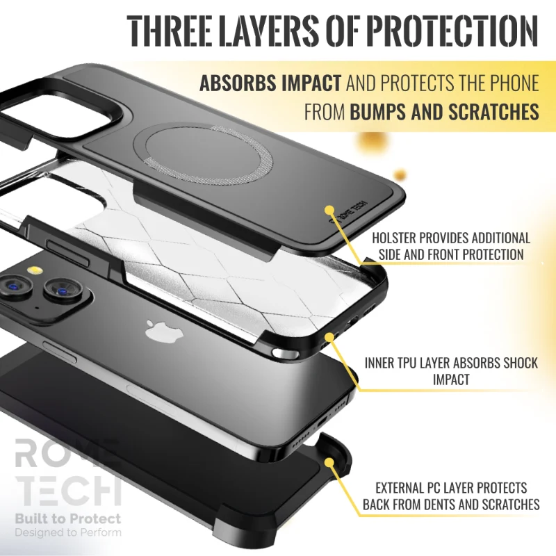Apple iPhone 15 (2023) Rome Tech Dual Layer Holster Case w:Magsafe