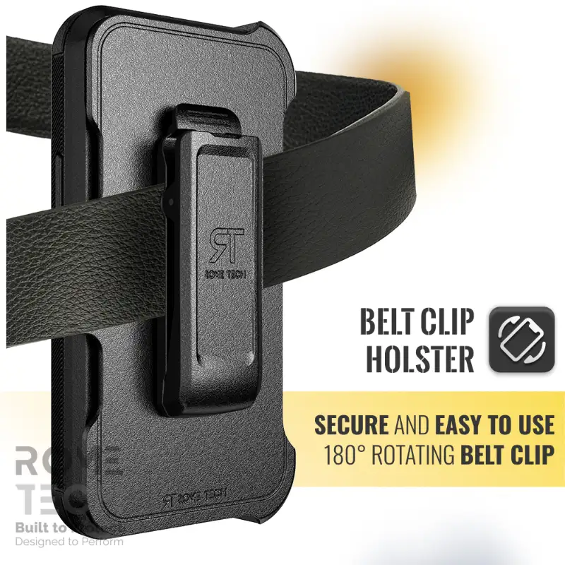 Apple iPhone 15 Pro (2023) Rome Tech Defender Series Case Black with belt clip