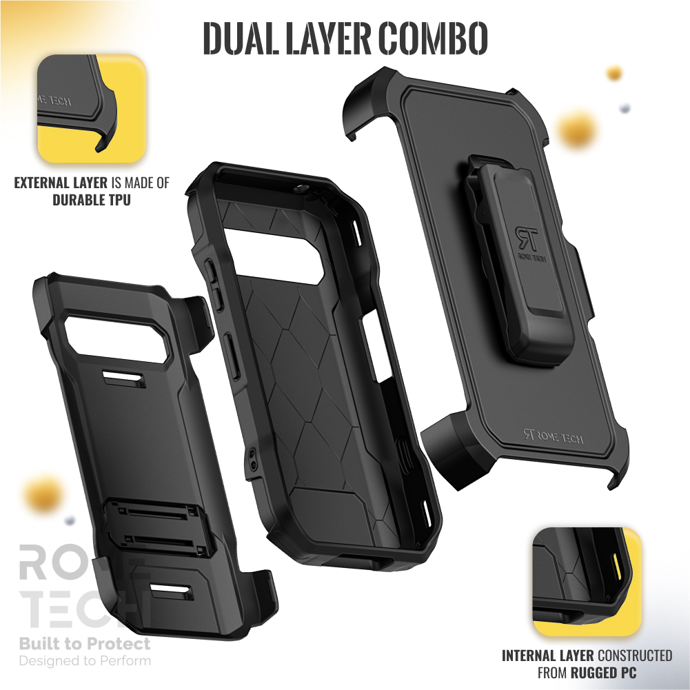 Kyocera Duraforce Pro 3 Rome Tech Dual Layer Holster Case Strap Black
