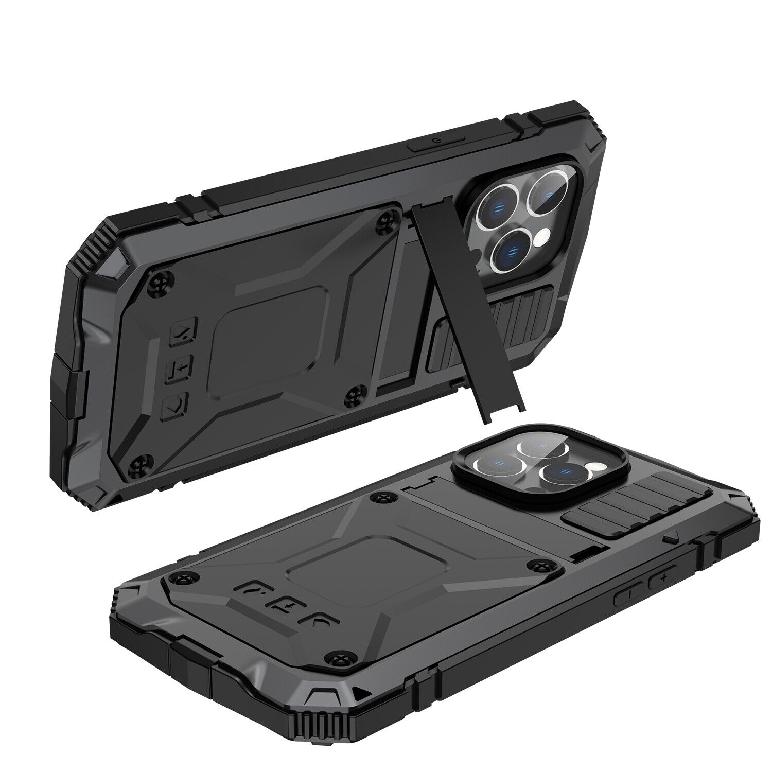 Shockproof Aluminum Gorilla Glass Case For iPhone 15:15 Plus:15 Pro:15 Pro Max Black