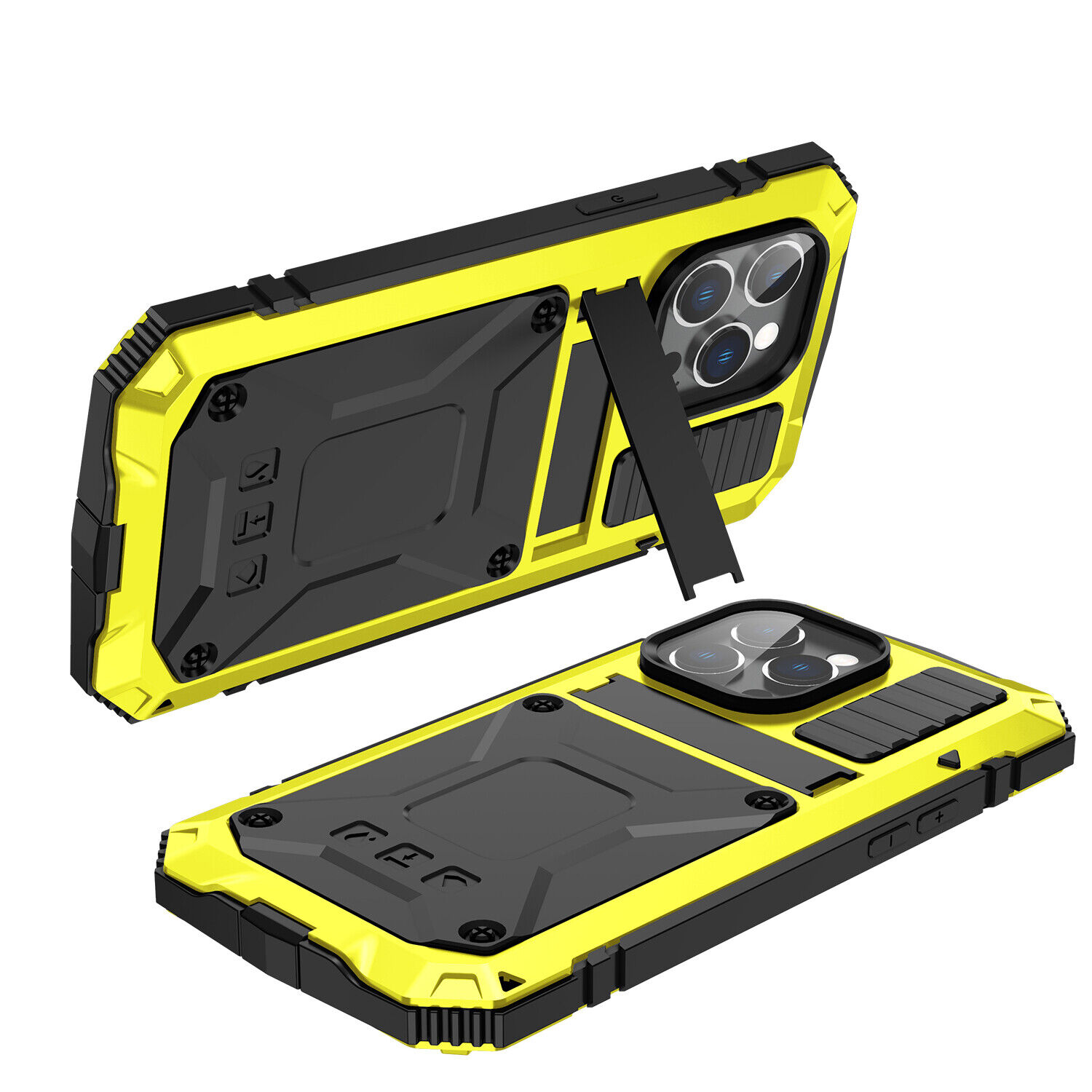 Shockproof Aluminum Gorilla Glass Case For iPhone 15:15 Plus:15 Pro:15 Pro Max Yellow