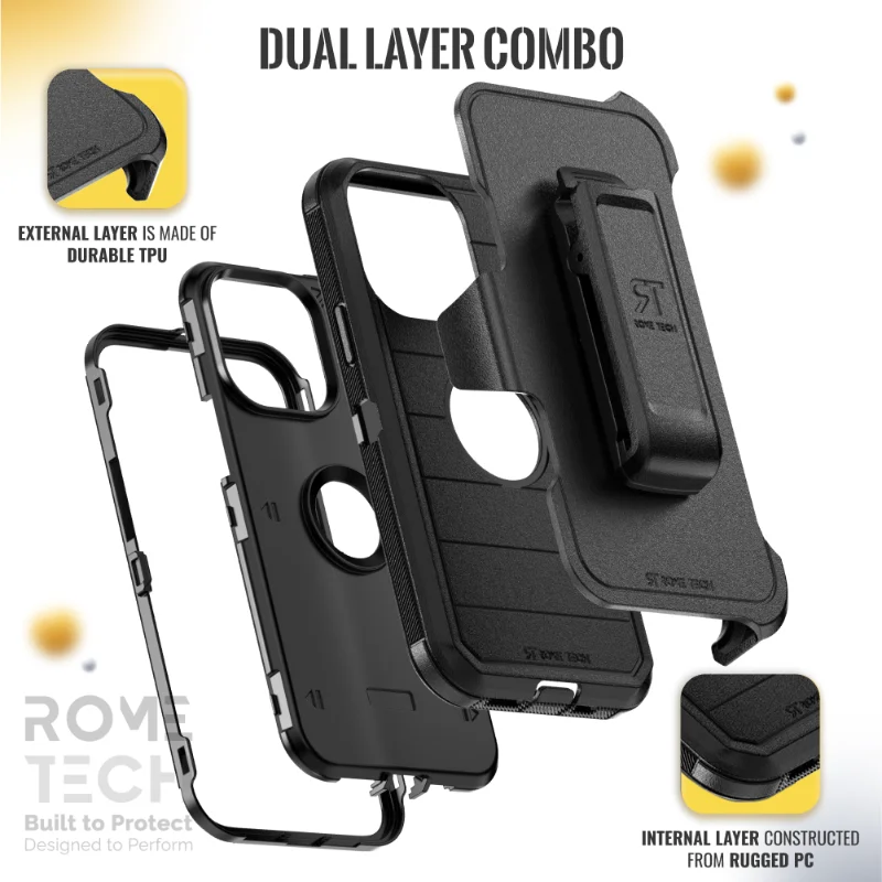 iPhone 15 Pro (2023) Rome Tech Defender Series Case Black