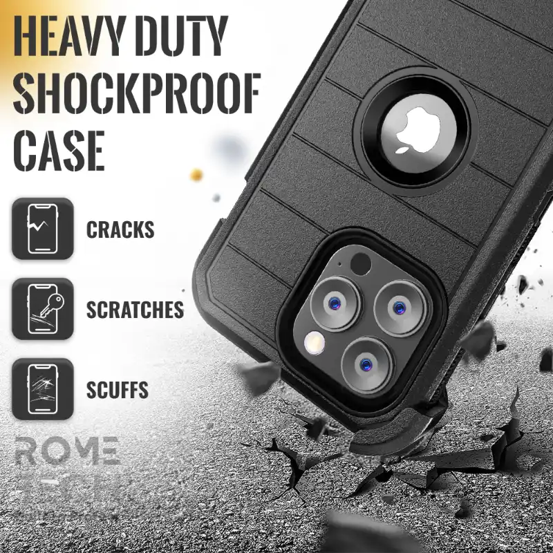 iPhone 15 Pro Max Rome Tech Defender Series Case Black