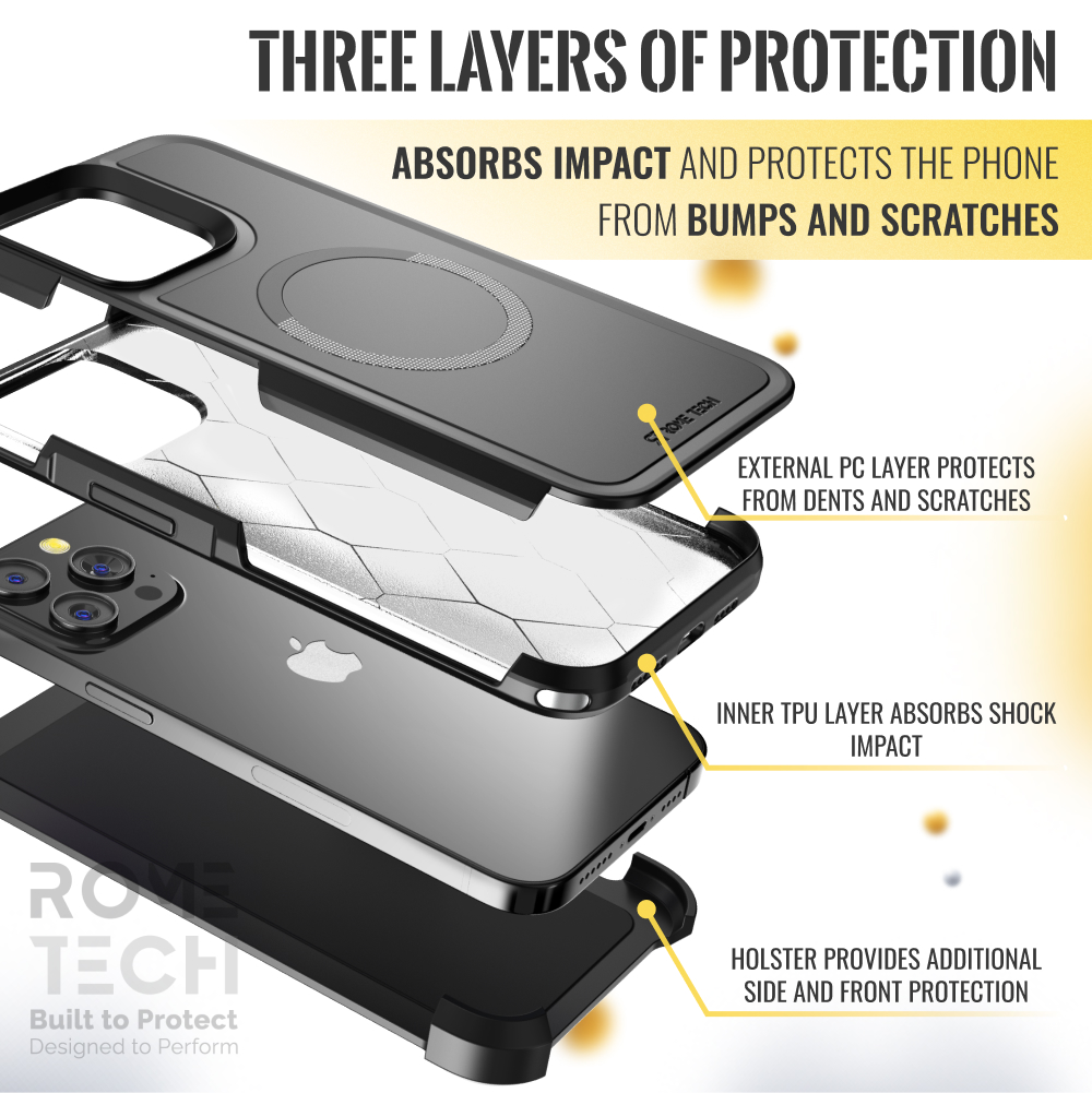 iPhone 15 Pro Rome Tech Dual Layer Holster Case w:Magsafe