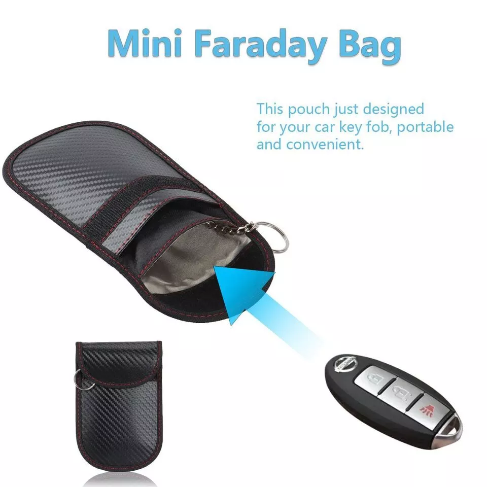 2Pcs Faraday Bags for Key Fob Car RFID Signal Blocking Black Bag Cage Protector 8