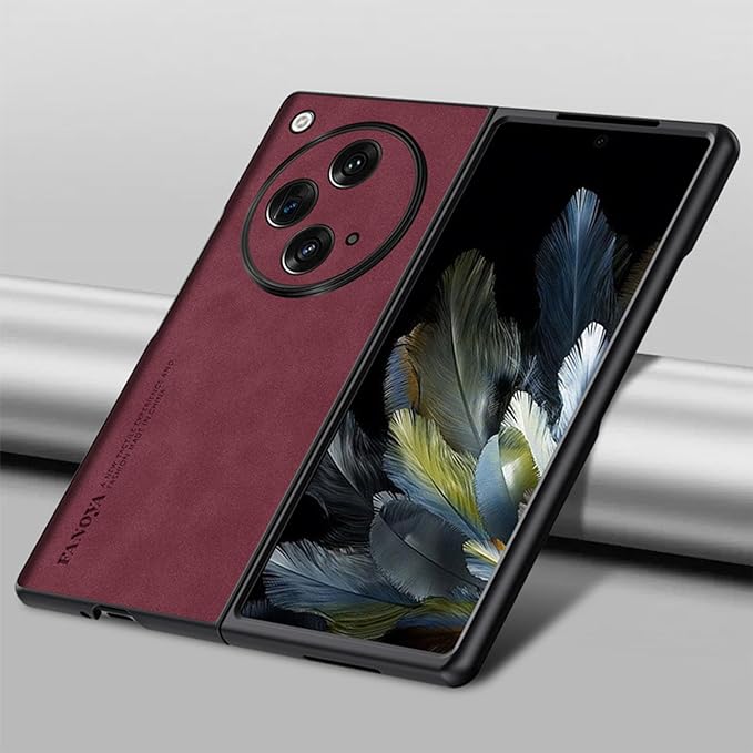 OnePlus Open Case, Luxury Shockproof Business Retro Leather Hybrid Case Cover for OnePlus Open (Brown,for OnePlus Open) Red