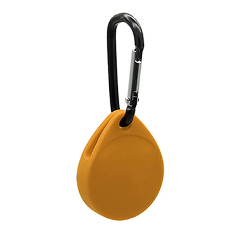 Drop Shaped Style Fob Case with Carabiner for AirTag Yellow