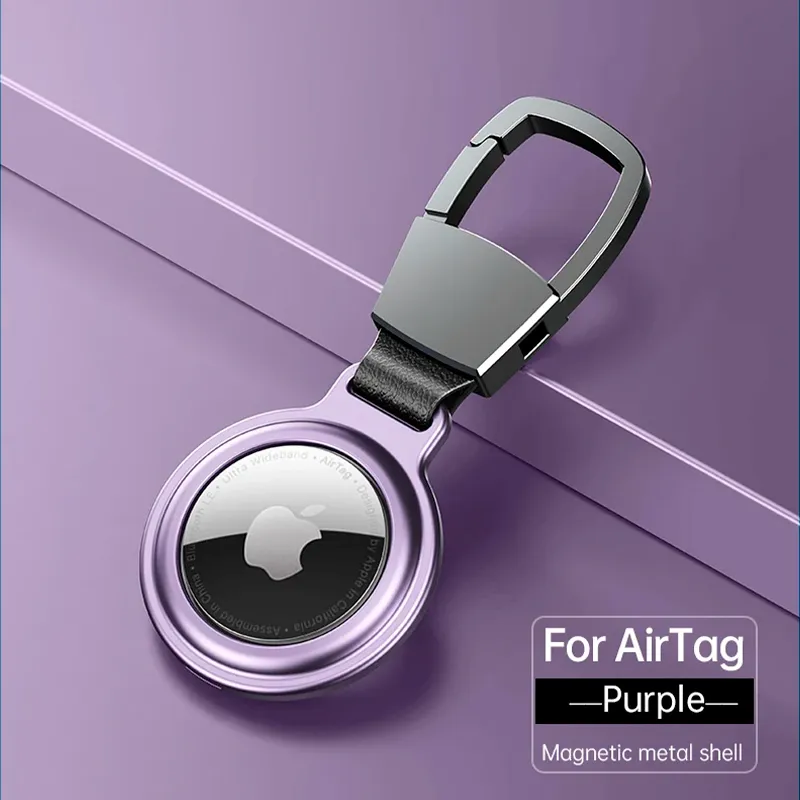 Fob Case with Magnetic Attraction for AirTag Purple