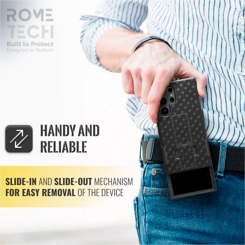Galaxy S24 Ultra Rome Tech Shell Holster Combo Case Black