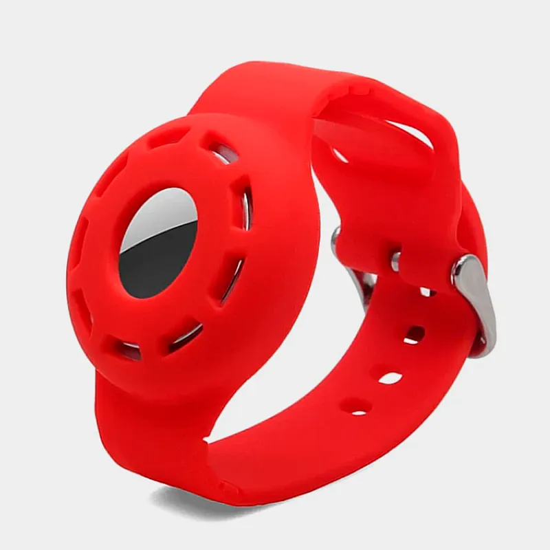 Integrated Rubber Strap for AirTag Red