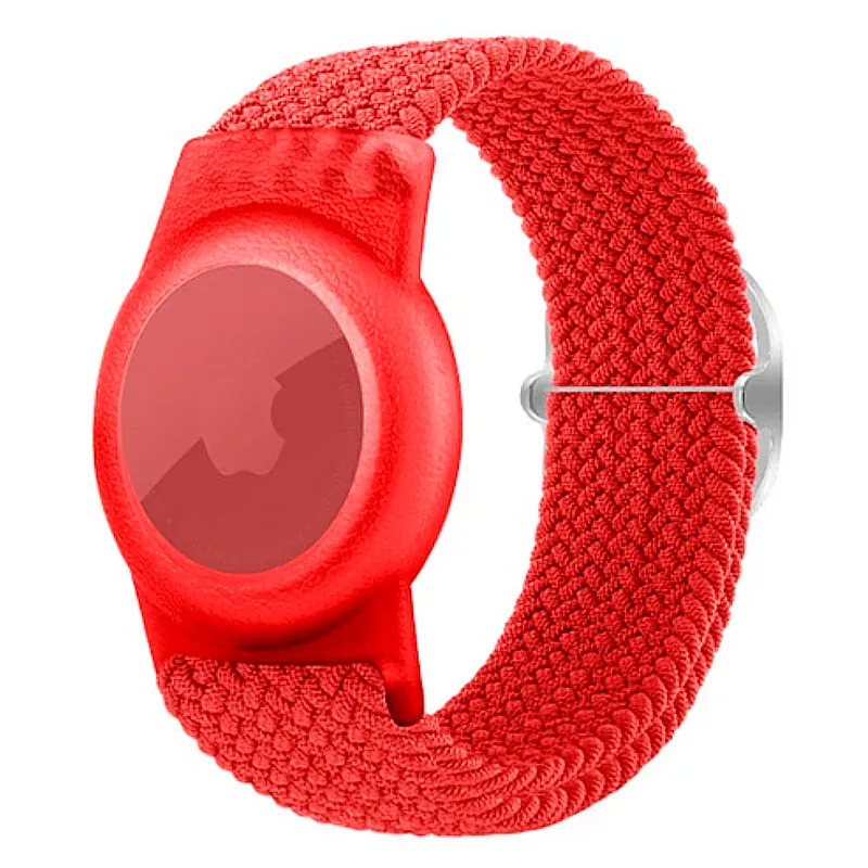Nylon Braided Strap for AirTag Red