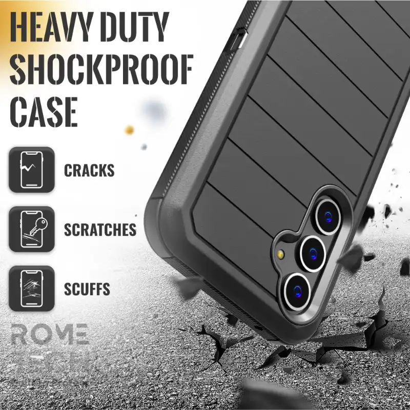 Samsung A35 5G (2024) Rome Tech Defender Series Case Black with kickstand