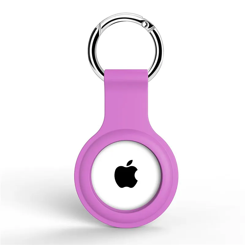Silicone Fob Case with Single Hole for AirTag Purple
