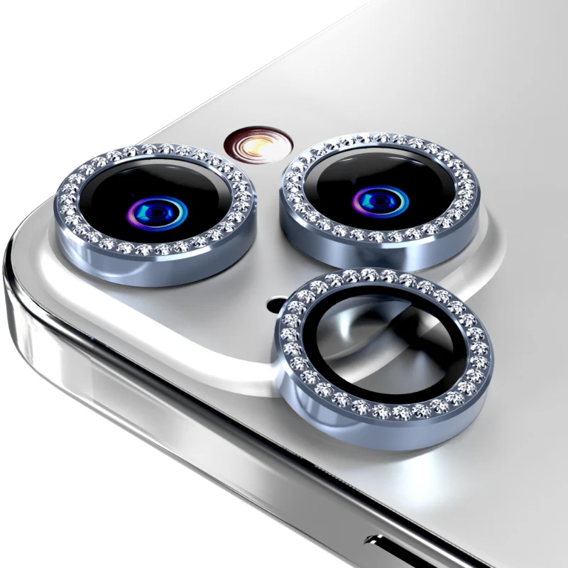 Apple iPhone 14 (2022) Camera Lens Protector Glitter Powder Lens Sea Blue