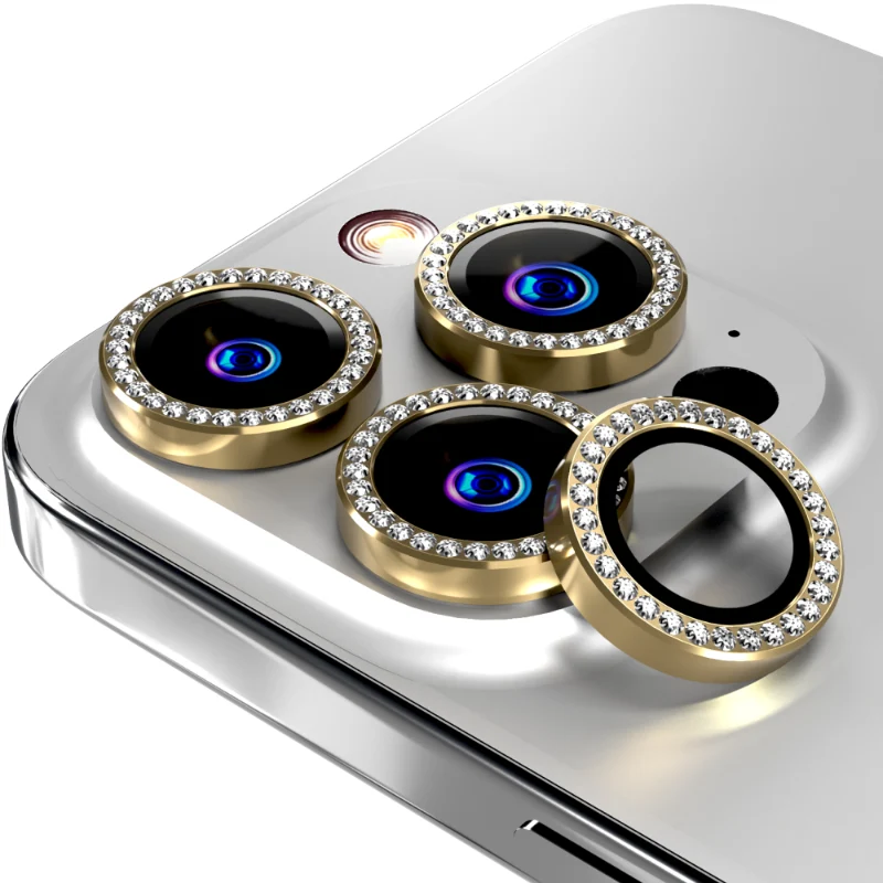 Apple iPhone 14 Pro (2022) Camera Lens Protector Bling Diamond Lens Gold