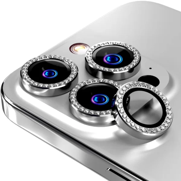Apple iPhone 14 Pro (2022) Camera Lens Protector Bling Diamond Lens Silver