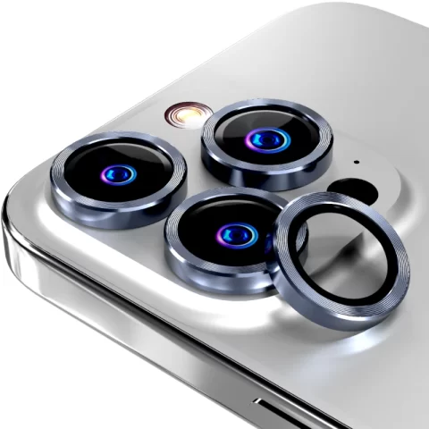 Apple iPhone 14 Pro:14 Pro Max (2022) 15 Pro:15 Pro Max (2023) Rome Tech CD Series Lens 3 + 1 spare Far Peak Blue