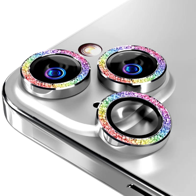 Apple iPhone 14:14 Plus (2022) 15:15 Plus (2023) Rome Tech Glitter Powder Series Lens 2 + 1 spare Colorful Dazzling