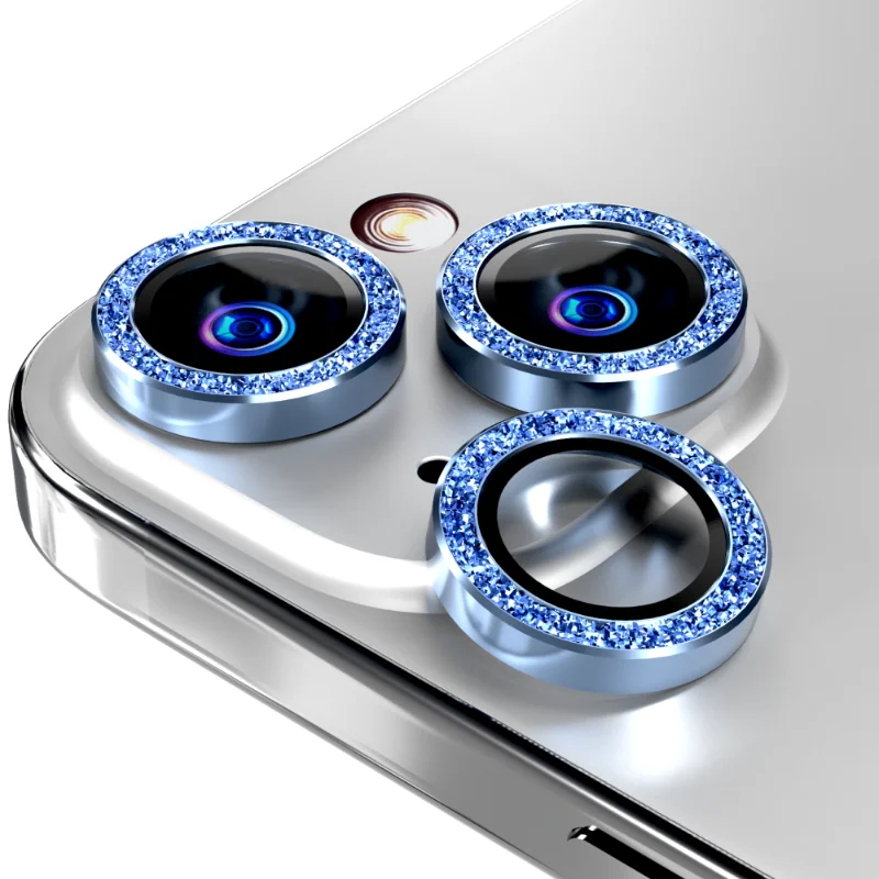 Apple iPhone 14:14 Plus (2022) 15:15 Plus (2023) Rome Tech Glitter Powder Series Lens 2 + 1 spare Far Peak Blue