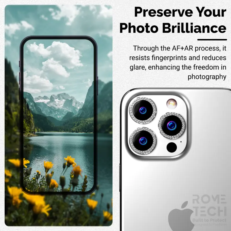 iPhone 14 Pro (2022) Camera Lens Protector Bling Diamond Lens Silver